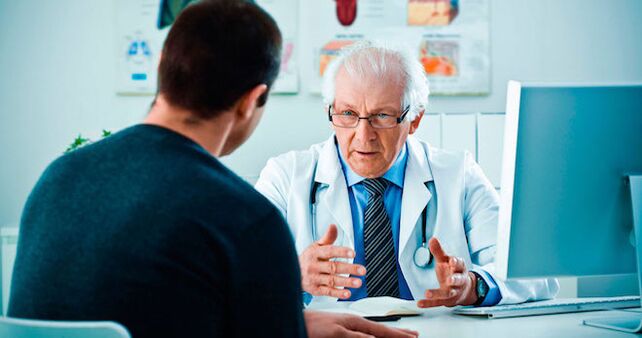A doctor advises a man about potency-enhancing drugs